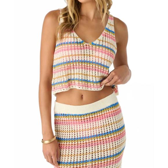 NEW O'NEILL ryan stripe tank top in vanilla - Picture 1 of 7